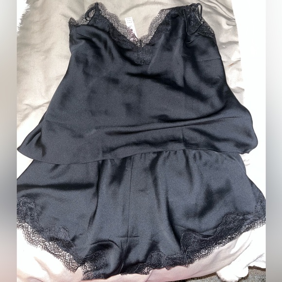 Victoria's Secret Other - Victoria’s Secret black satin 2 piece pajama set, M